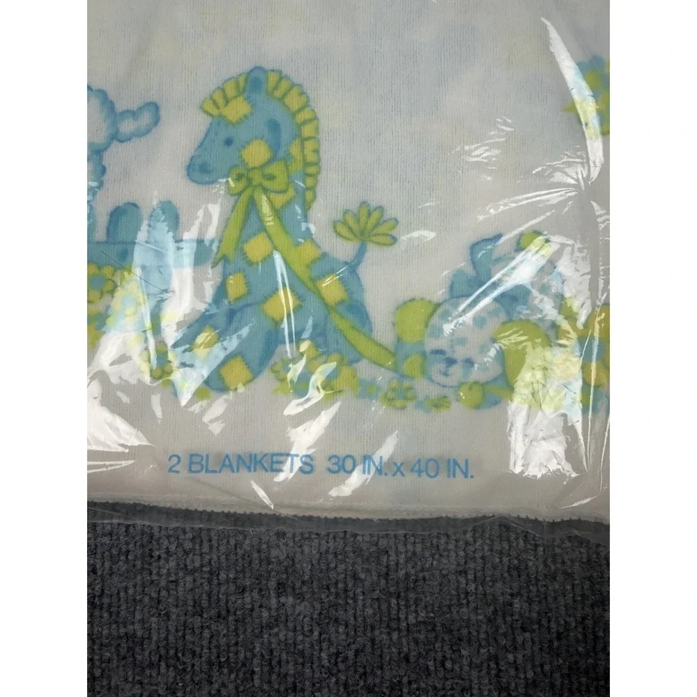 Vintage JCPenney Toddletime Lamb Receiving Blankets 2 Pack White Cotton 30x40